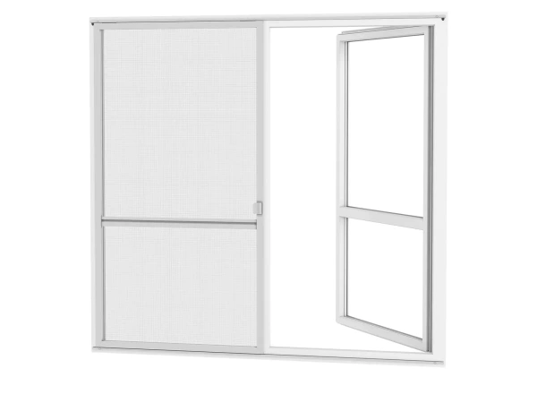 Siete proti hmyzu na DVERE - posuvné - SIVÁ - RAL 9006 - s priečkou 1