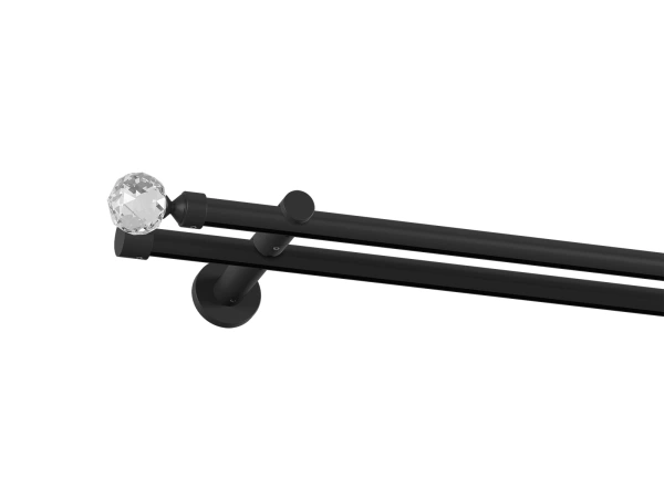 Garniža 19x19mm drážková tyč - 2rady - GUĽA CRYSTAL - čierna 1