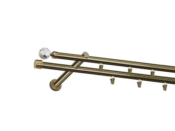 Garniža 19x19mm - drážková tyč - 2rady - GUĽA CRYSTAL - antik