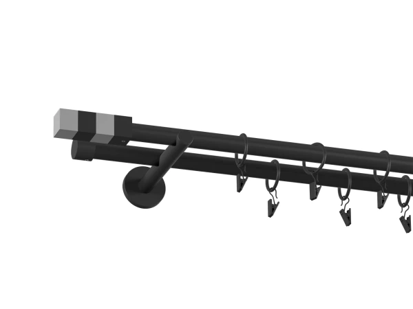 Garniža 19x19mm obyčajná tyč - 2rady - KVADRAT - čierna