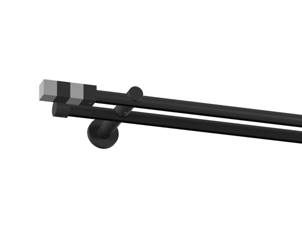 Garniža 19x19mm drážková tyč - 2rady - KVADRAT - čierna 1