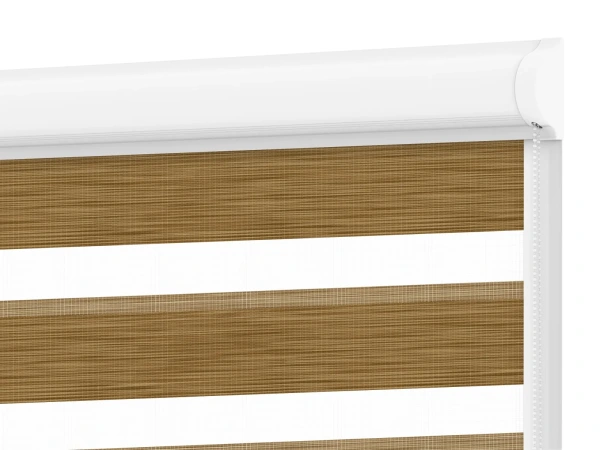 Roleta SWING LITE - deň a noc - látka Maurícius 61 - žlto hnedá (dub svetlý)