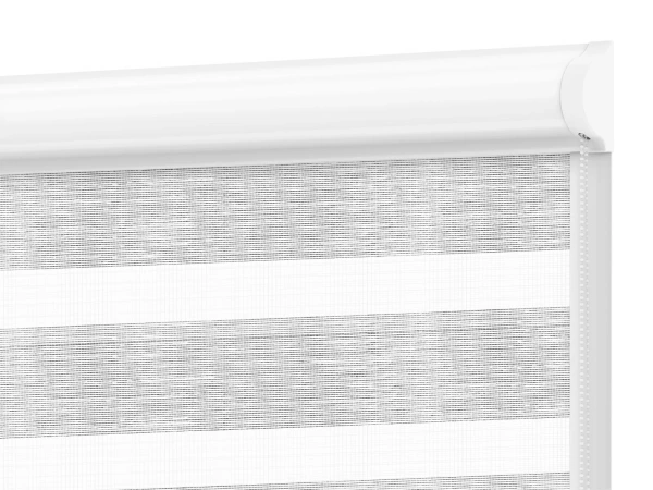 Roleta SWING PREMIUM - deň a noc - látka Maurícius 67 - sivo biela