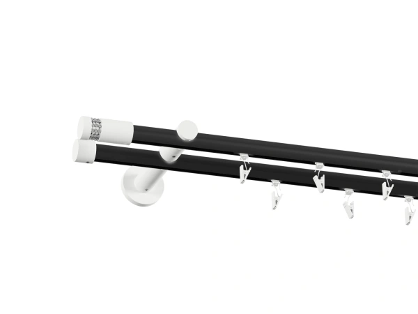 Garniža 19x19mm drážková tyč - 2rady - CYLINDER CRYSTAL - čierno biela 2