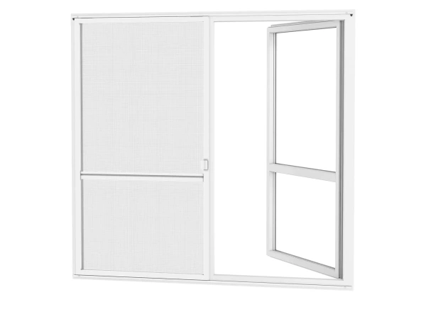 Siete proti hmyzu na DVERE - posuvné - BIELA - RAL 9016 - s priečkou 1