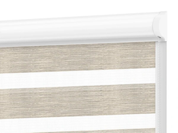 Roleta SWING PREMIUM - deň a noc - látka Maurícius 69 - béžová (čierny dekor)