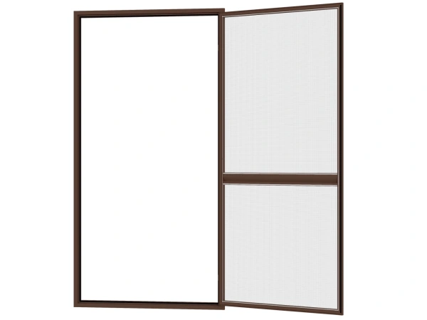 Siete proti hmyzu na DVERE - pántové v ráme SMART - TMAVOHNEDÁ - RAL 8019 - s priečkou