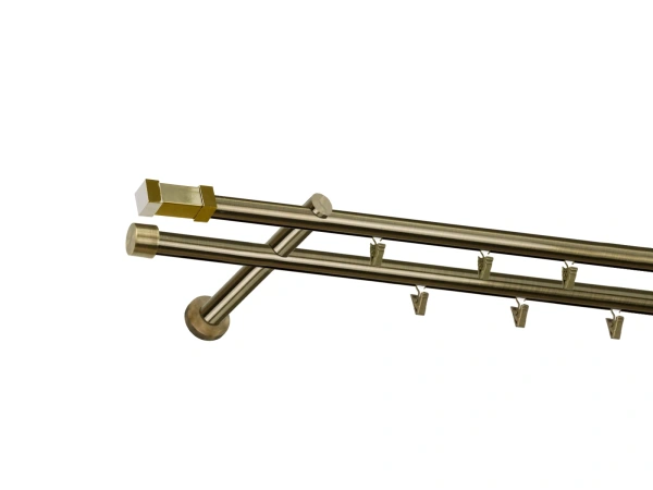 Garniža 19x19mm - drážková tyč - 2rady - QUADRO - antik