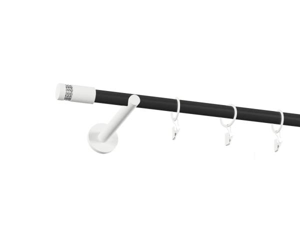 Garniža 19mm obyčajná tyč - 1rad - CYLINDER CRYSTAL - čierno biela