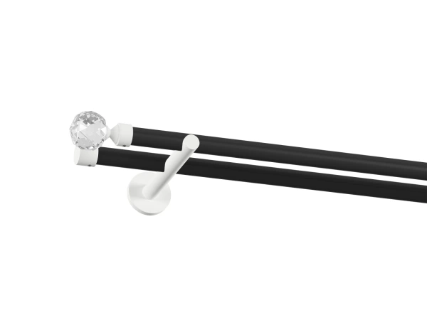 Garniža 19x19mm obyčajná tyč - 2rady - GUĽA CRYSTAL - čierno biela 1