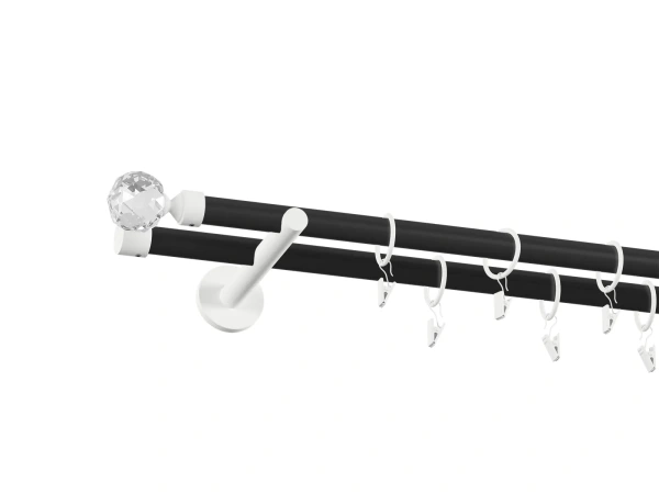 Garniža 19x19mm obyčajná tyč - 2rady - GUĽA CRYSTAL - čierno biela