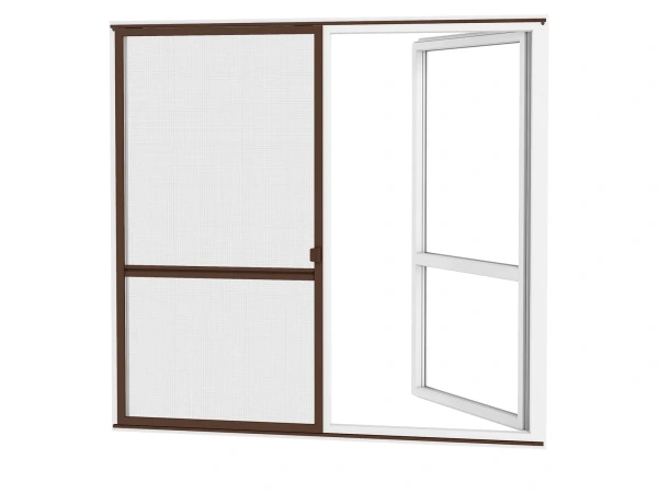 Siete proti hmyzu na DVERE - posuvné - TMAVOHNEDÁ - RAL 8019 - s priečkou 1