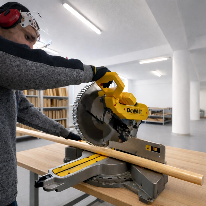 Rezanie drevenej garnížovej tyče na píle