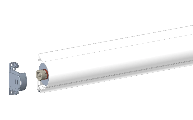 vysunutie mechanizmov ovladania z hriadeľa na oboch stranach rolety