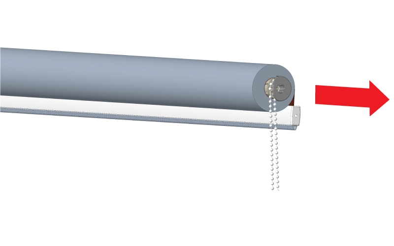 vysunutie mechanizmov ovladania z hriadeľa rolety