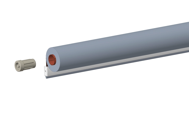 vysunutie mechanizmu ovladania z hriadeľa rolety na strane bez retiazky