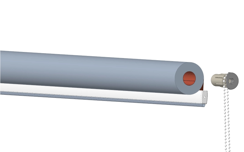 vysunutie mechanizmu ovladania z hriadeľa rolety na strane s retiazkou