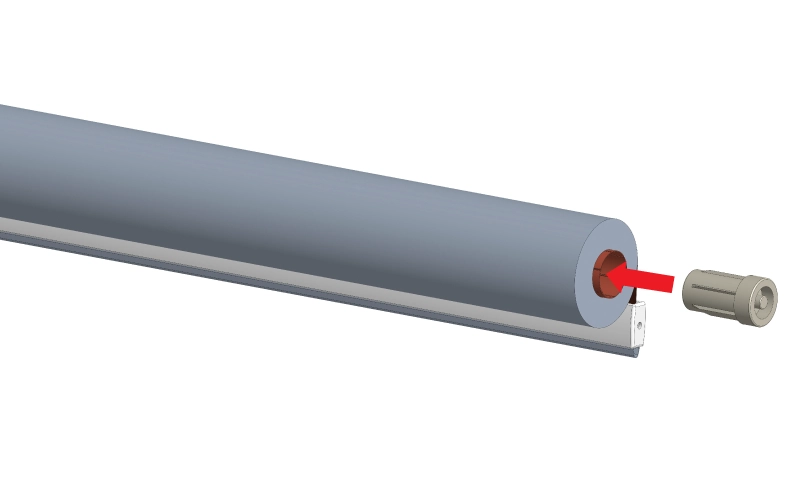 ukazka smeru nasunutia mechanizmu ovladania na strane bez retiazky pri vymene strany ovladania rolety